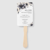 Zeremonie Programm Schwarz-weiße Blumenhochzeit Fächer (Vorderseite)