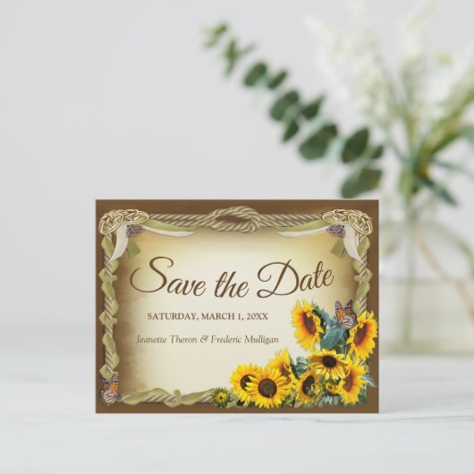 Zeremonie Save the Date bearbeiten Ankündigungspostkarte (Stehend Vorderseite)