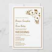 Zeremonie und Empfang Goldfloralhochzeit Einladung (Vorderseite)