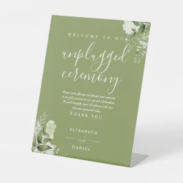 Zeremonie von Moss Green Floral Greenery gestopft Sockelschild