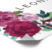 Zeremonie-Zeichen für Wasserfarben-Rose Poster (Ecke)