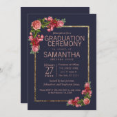 Zeremonie zum Blauen Rosa Abschluss Einladung (Vorne/Hinten)