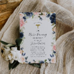 Zeremonie zur Ernte der blumengeschmückten Narbe Einladung<br><div class="desc">Dieses Design ist mit marineblau-rosa und blau-blauem Aquarell-Blumendesign mit bearbeitbaren Farben und Text. Sie können den Text und die Farben anpassen.</div>
