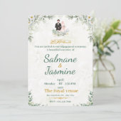 Zeremonie zur islamischen Verlobung Moslems Grüne Einladung (Stehend Vorderseite)