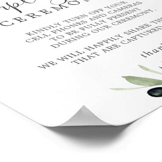 Zeremoniell-Zeichen für moderne Olivenzweige Poster (Ecke)