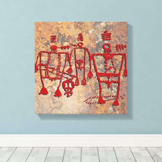 Zeremonielle Tänzer-Petroglyphe Leinwanddruck (Insitu (Holzboden))