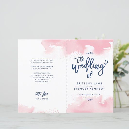 ZEREMONY, handsigniert, rosa Aquarell (Stehend Vorderseite)