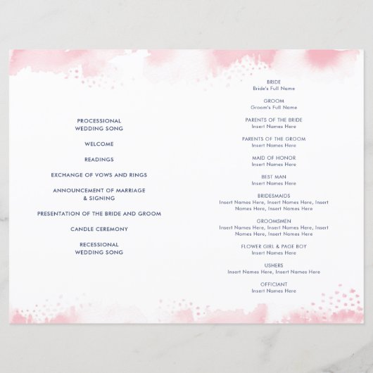 ZEREMONY, handsigniert, rosa Aquarell (Rückseite)