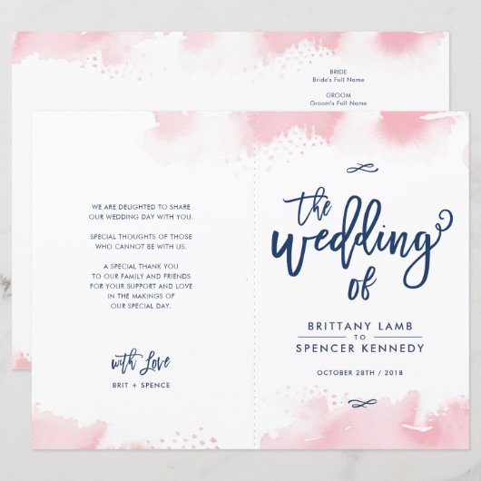 ZEREMONY, handsigniert, rosa Aquarell (Vorne/Hinten)