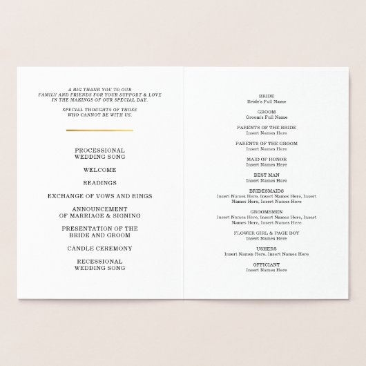 ZEREMONY-PROGRAMM "BREITE ZEREMONY" FOLIENKARTE (Innenseite)