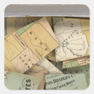 Zergliederte Kontur-Karte, USA Quadratischer Aufkleber