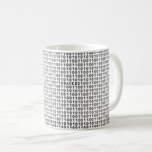 ZERHACKTER Computer-Code Kaffeetasse (VorderseiteRechts)