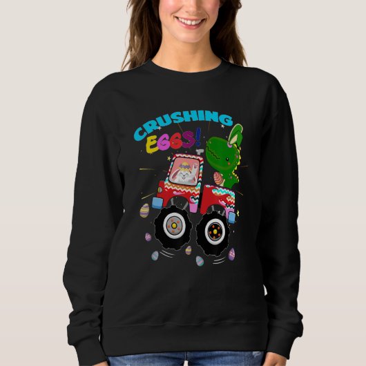 Zerkleinern Eier Osterdinosaurier Bunny Trex Monst Sweatshirt (Vorderseite)