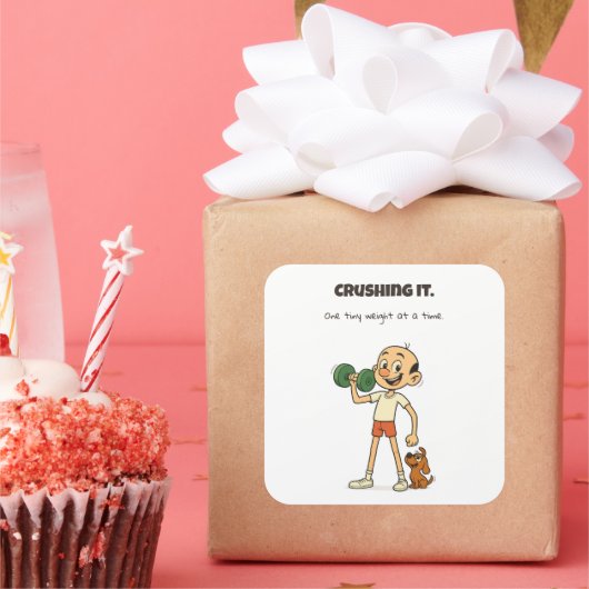 Zerkleinern - ein geringes Gewicht nach dem andere Quadratischer Aufkleber (Party)