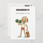 Zerkleinern - Funny Gym Postcard mit Nino & Dog Postkarte (Vorne/Hinten)