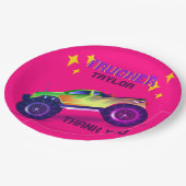 Zerkleinern MONSTER TRUCK Girls Pink Vielen Dank Pappteller (Schrägansicht)