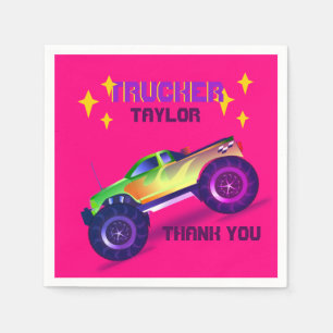Zerkleinern MONSTER TRUCK Girls Pink Vielen Dank Serviette