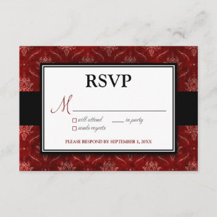 Zerkleinerte rote Samt-RSVP-Karte (5" x 3,5") RSVP Karte