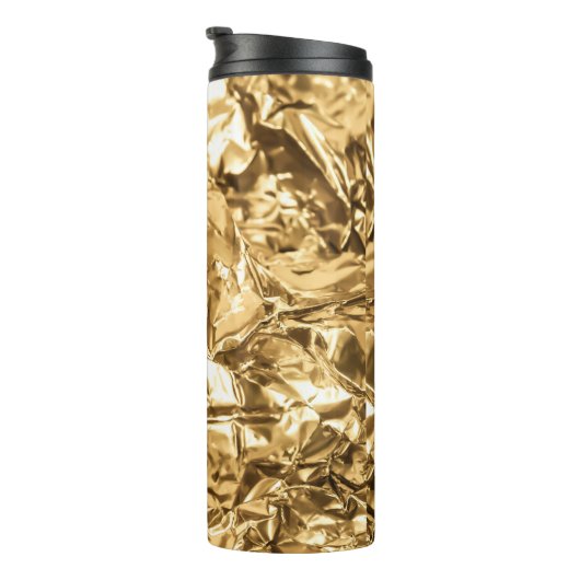 Zerknitterte goldene Falten Thermosbecher (Nach rechts gedreht)