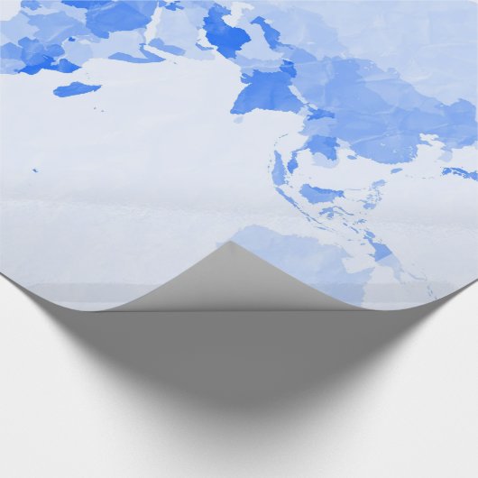 Zerknitterte hellblaue Weltkarte Geschenkpapier (Ecke)