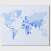 Zerknitterte hellblaue Weltkarte Geschenkpapier (Flach)