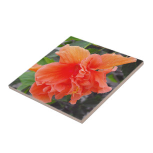 Zerknitterte Orangefarbene Blume Fliese