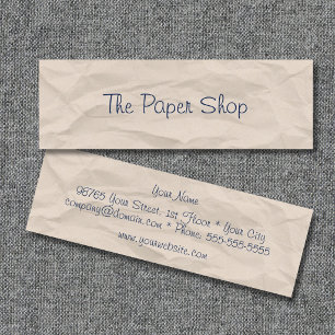 Zerknitterte Papierhandschrift Dünne Visitenkarte