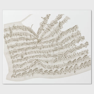 Zerknitterte vintage handgeschriebene Melodie auf Geschenkpapier