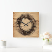 zerknittertes Papier Quadratische Wanduhr (Zuhause)