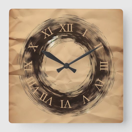 zerknittertes Papier Quadratische Wanduhr (Vorderseite)