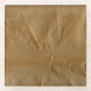 Zerknittertes rotes Papier: grungiger Hintergrund. Glasuntersetzer