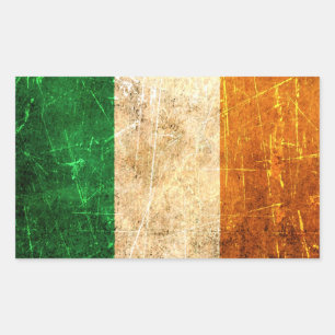 Zerkratzte und abgenutzte Vintage-Irlandflagge Rechteckiger Aufkleber