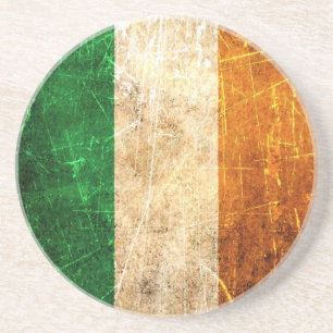 Zerkratzte und abgenutzte Vintage-Irlandflagge Untersetzer