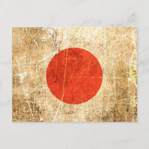 Zerkratzte und abgenutzte Vintage-Japanische Flagg Postkarte