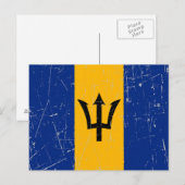 Zerkratzte und beschädigte Flagge von Barbados Postkarte (Vorne/Hinten)