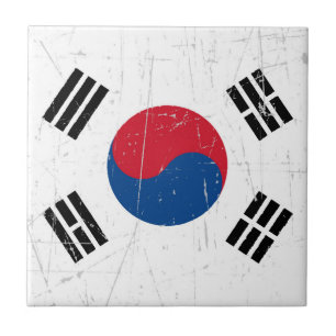 Zerkratzte und beschädigte südkoreanische Flagge Fliese