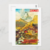 Zermat, Bergspitze, Schweiz, Sommer Vintag Postkarte (Vorne/Hinten)