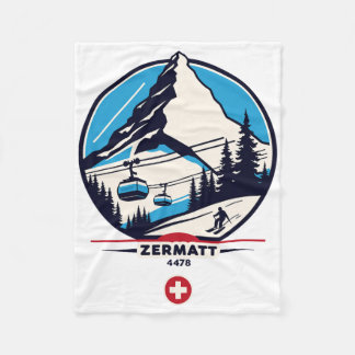 Zermatt 4478 - Skifahren auf dem Problemhorn Fleecedecke