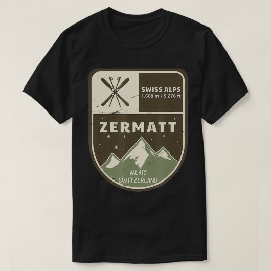 Zermatt Alpen Wallis Schweiz Vintag T-Shirt (Design vorne)