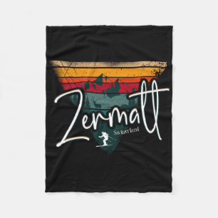 Zermatt Alpin-Skiing Vintage Schweizer Alpen Schwe Fleecedecke
