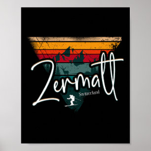 Zermatt Alpin-Skiing Vintage Schweizer Alpen Schwe Poster