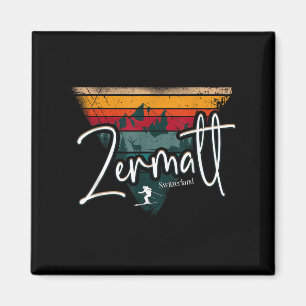 Zermatt Alpinski Vintage Schweizer Alpen Schweiz Magnet
