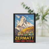 Zermatt, Berggipfel, Schweiz Jahrgang Reise Postkarte (Stehend Vorderseite)