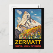 Zermatt, Berggipfel, Schweiz Jahrgang Reise Postkarte (Vorne/Hinten)