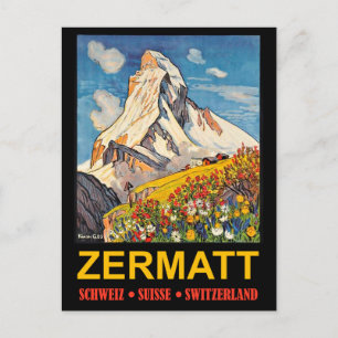 Zermatt, Berggipfel, Schweiz Jahrgang Reise Postkarte