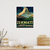 Zermatt, Berggipfel, Schweiz, Vintag, Reisen Poster (Küche)