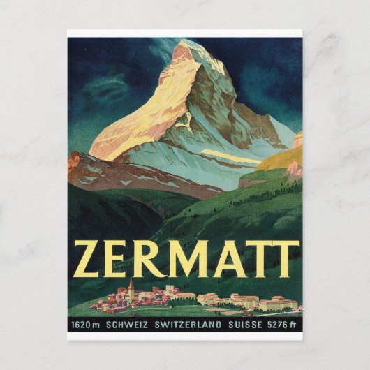 Zermatt, Berggipfel, Schweiz, Vintag, Reisen Postkarte (Vorderseite)