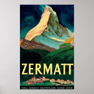 Zermatt die Schweiz Matterhorn Vintages Poster