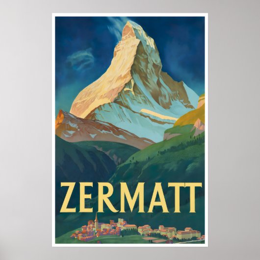 Zermatt Gemälde Schweiz Skigebiet Poster Schweizer (Vorne)