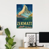 Zermatt Gemälde Schweiz Skigebiet Poster Schweizer (Heimbüro)